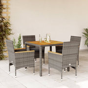 Tuinset 5-delig poly rattan acaciahout grijs