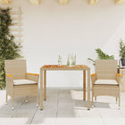 3-delige Tuinset met kussens poly rattan en acaciahout beige