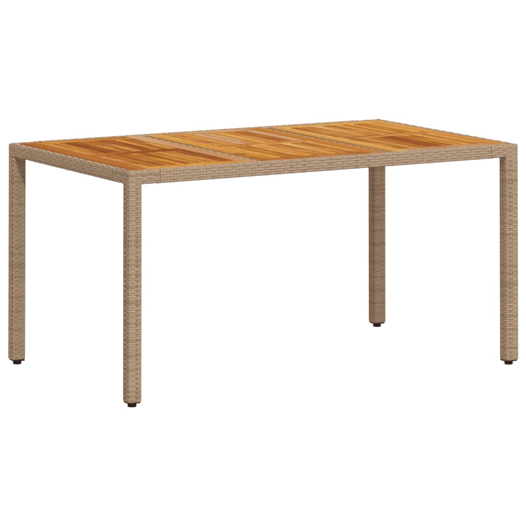 7-delige Tuinset met kussens poly rattan en acaciahout beige