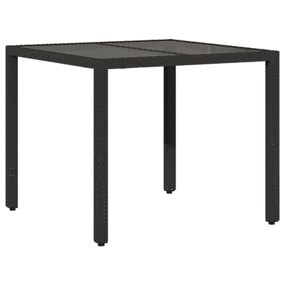 5-delige Tuinset met kussens poly rattan en glas zwart