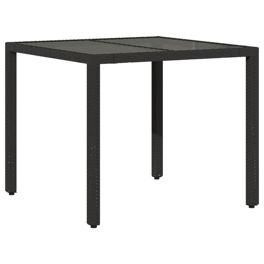 5-delige Tuinset met kussens poly rattan en glas zwart
