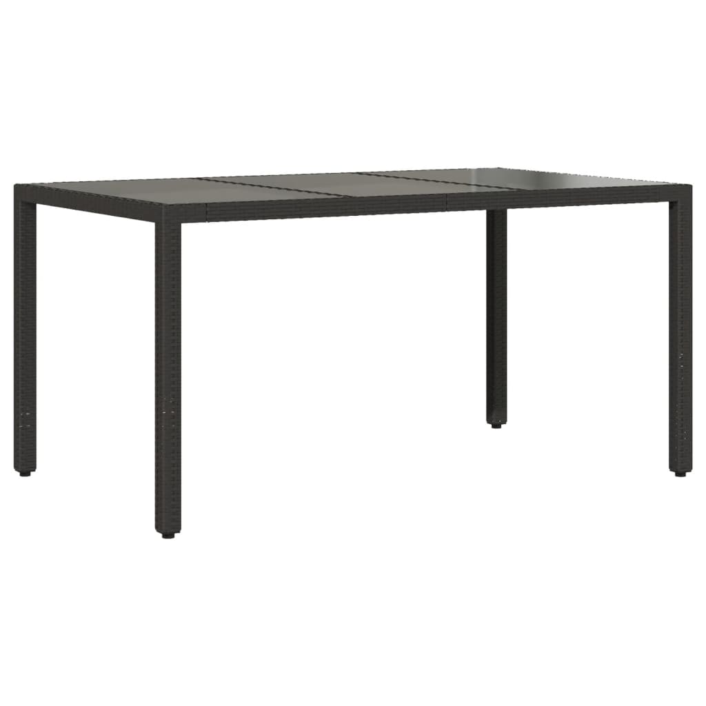 5-delige Tuinset met kussens poly rattan en glas zwart