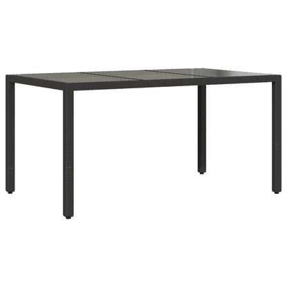 5-delige Tuinset met kussens poly rattan en glas zwart