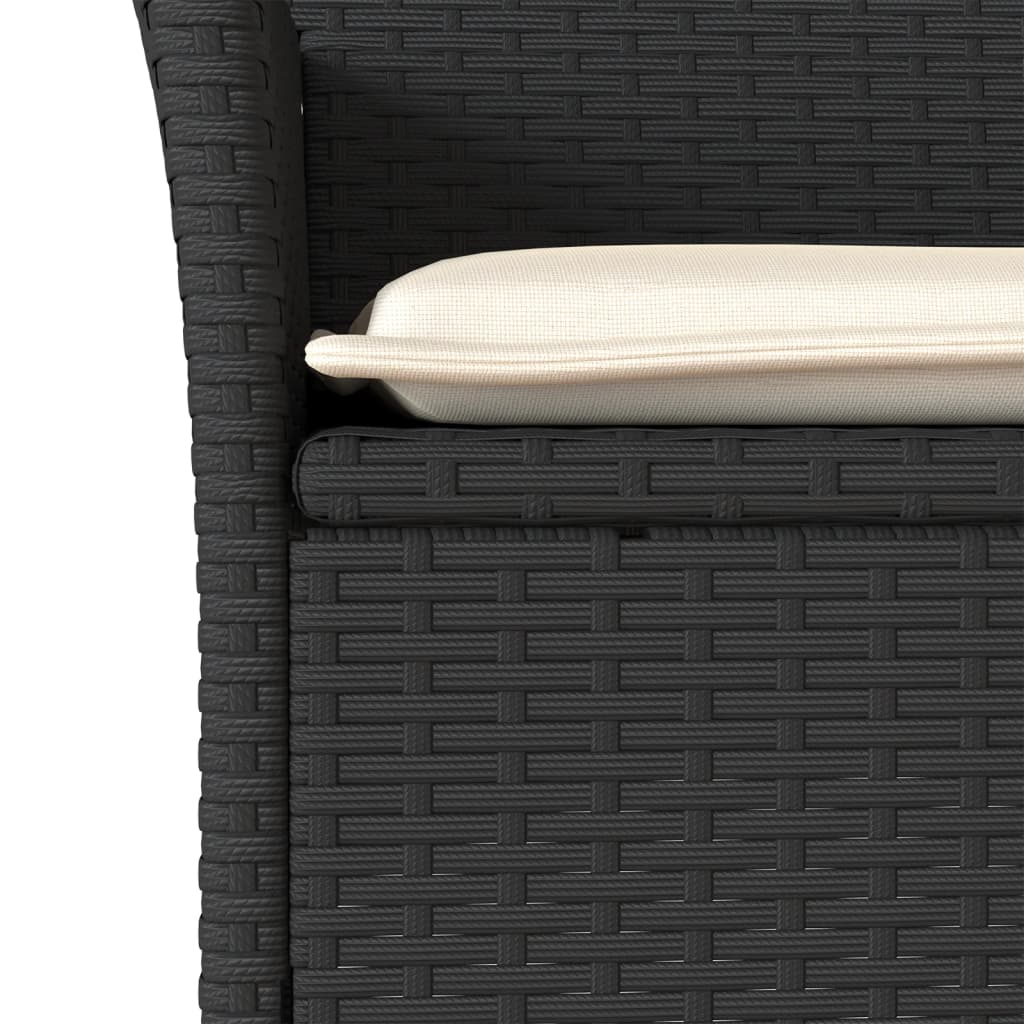 5-delige Tuinset met kussens poly rattan en glas zwart