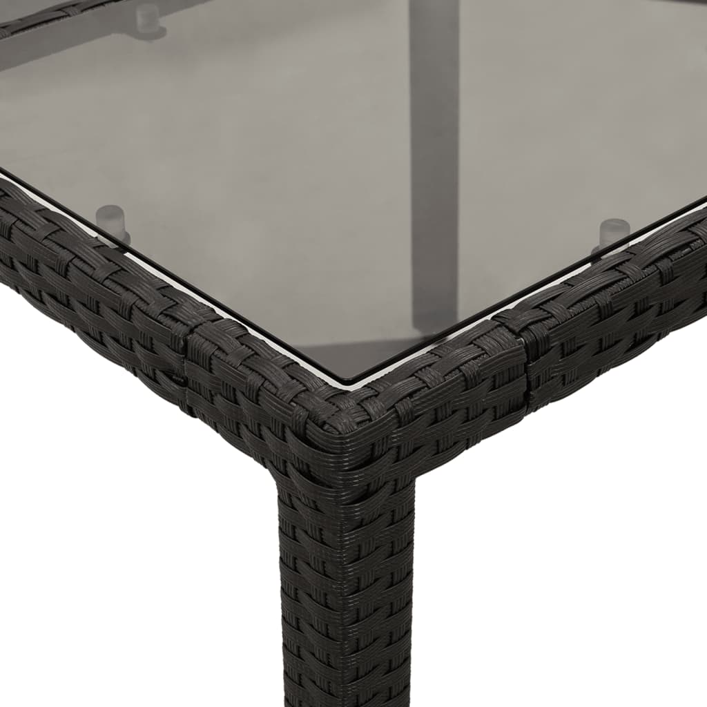 5-delige Tuinset met kussens poly rattan en glas zwart