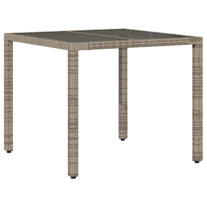 5-delige Tuinset met kussens poly rattan en glas grijs