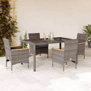Tuinset 5-delig poly rattan grijs met kussens