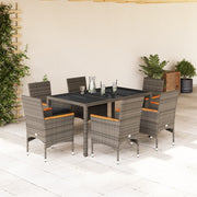 Tuinset 7-delig poly rattan grijs