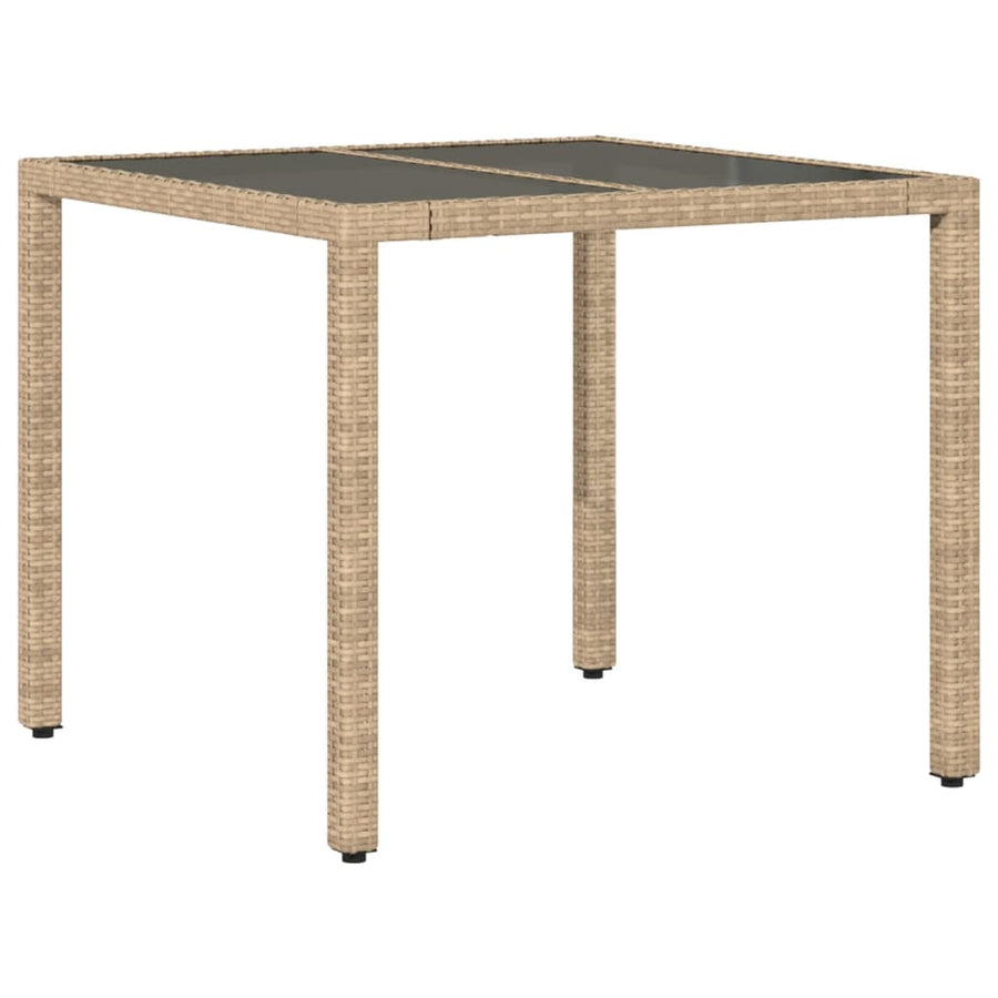 3-delige Tuinset met kussens poly rattan en glas beige