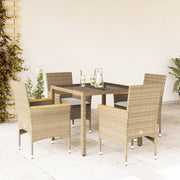 Tuinset 5-delig poly rattan beige met glas