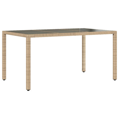 5-delige Tuinset met kussens poly rattan en glas beige