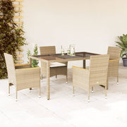 Tuinset poly rattan 5-delig beige met glas