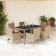 Tuinset 7-delig poly rattan glas beige