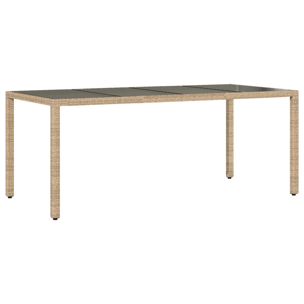 7-delige Tuinset met kussens poly rattan en glas beige