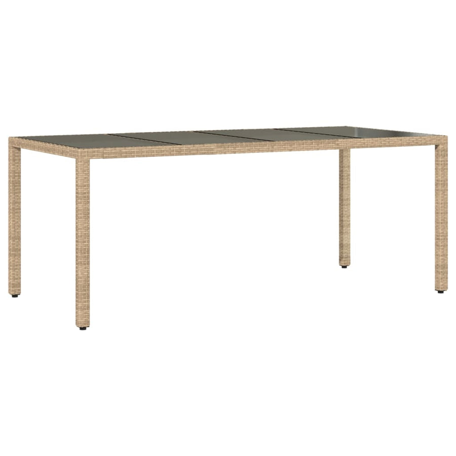 7-delige Tuinset met kussens poly rattan en glas beige