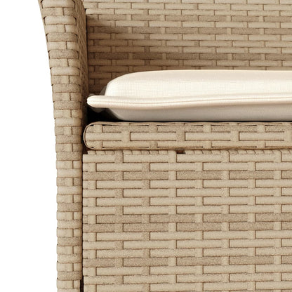 7-delige Tuinset met kussens poly rattan en glas beige