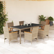 Tuinset 7-delig poly rattan beige