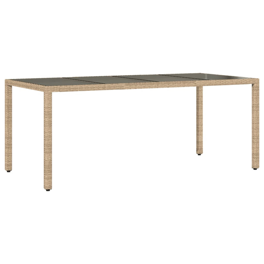 9-delige Tuinset met kussens poly rattan en glas beige