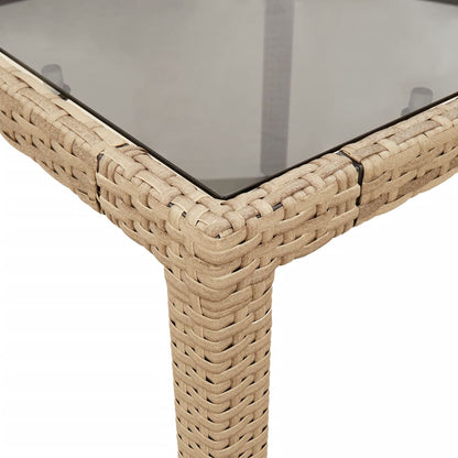 9-delige Tuinset met kussens poly rattan en glas beige