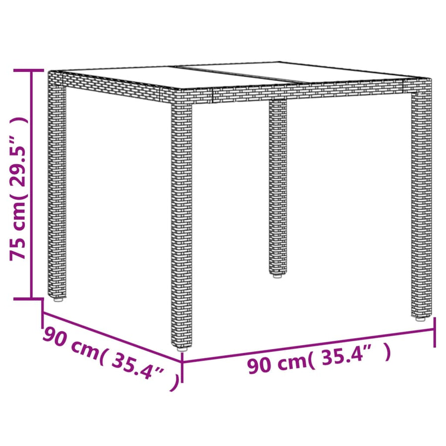 3-delige Tuinset met kussens poly rattan en acaciahout zwart