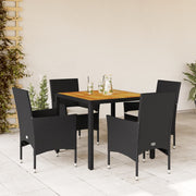 Tuinset 5-delig poly rattan acaciahout zwart
