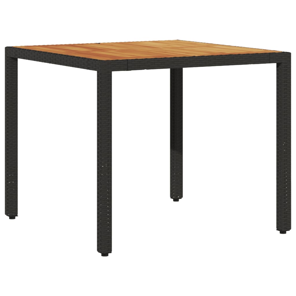 5-delige Loungeset met kussens poly rattan en acaciahout zwart