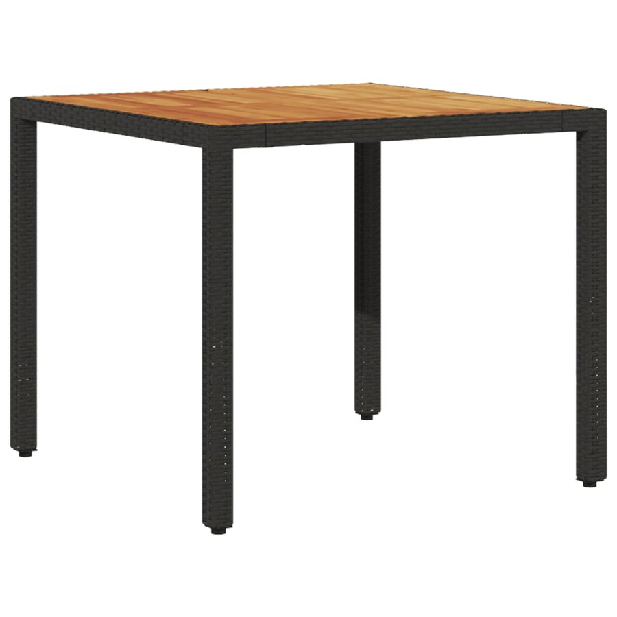 5-delige Loungeset met kussens poly rattan en acaciahout zwart