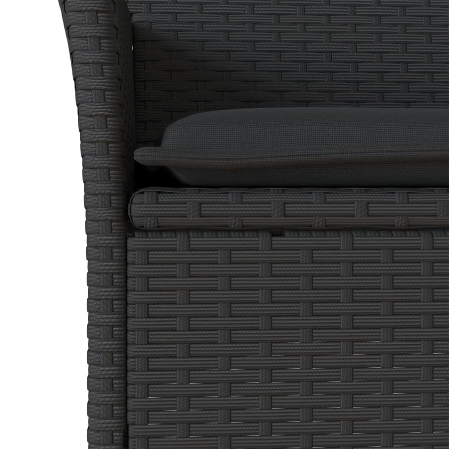 5-delige Loungeset met kussens poly rattan en acaciahout zwart