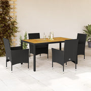 Loungeset 5-delig poly rattan acaciahout zwart
