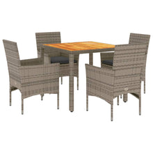 5-delige Loungeset met kussens poly rattan en acaciahout grijs