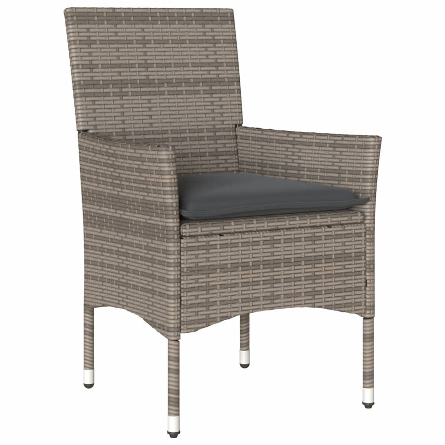 5-delige Loungeset met kussens poly rattan en acaciahout grijs