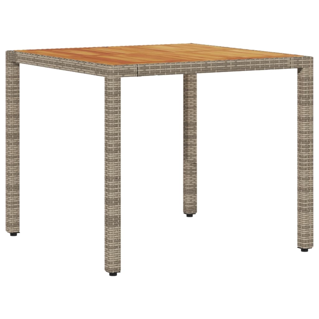 5-delige Loungeset met kussens poly rattan en acaciahout grijs