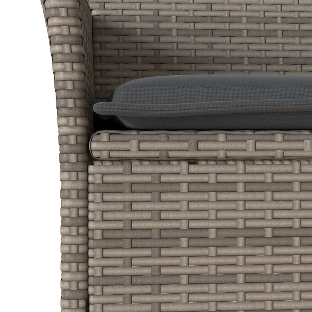 7-delige Tuinset met kussens poly rattan en acaciahout grijs