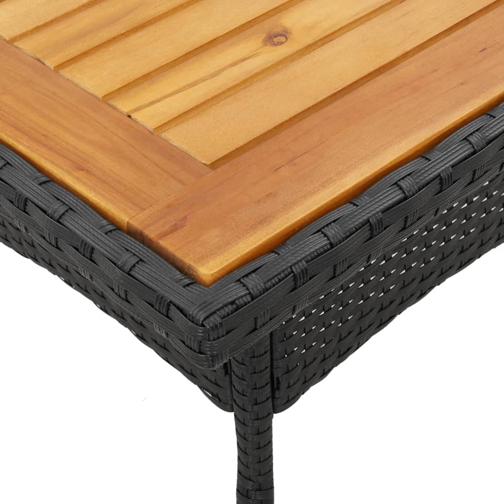 5-delige Loungeset met kussens poly rattan en acaciahout zwart