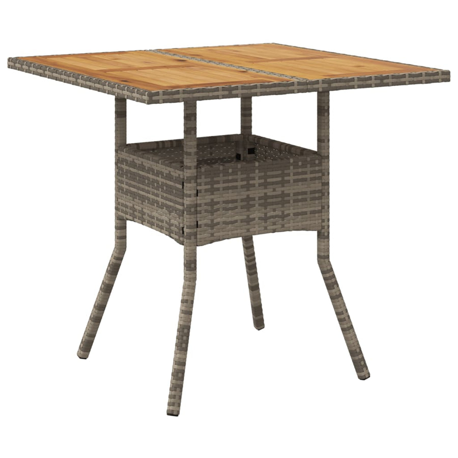 5-delige Loungeset met kussens poly rattan en acaciahout grijs