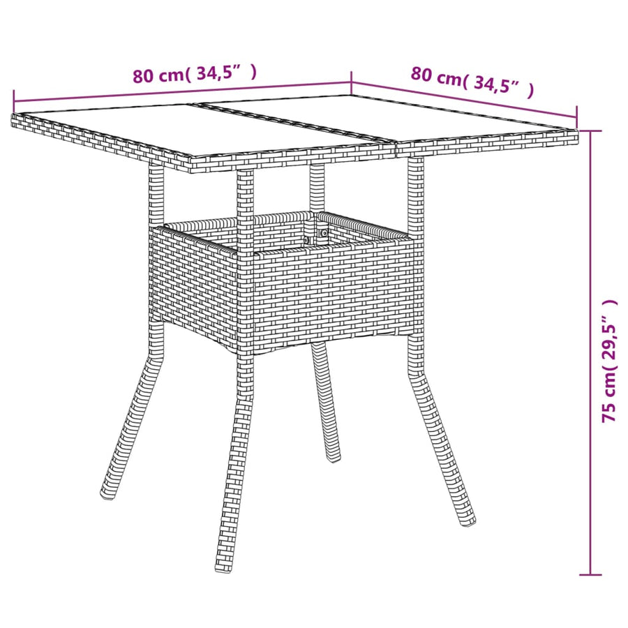 3-delige Tuinset met kussens poly rattan en acaciahout beige