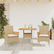 Tuinset 3-delig poly rattan acaciahout beige