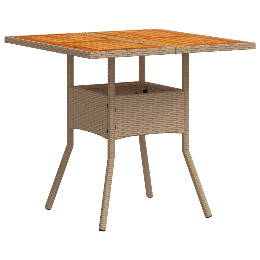 5-delige Tuinset met kussens poly rattan en acaciahout beige