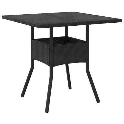 3-delige Tuinset met kussens poly rattan en glas zwart