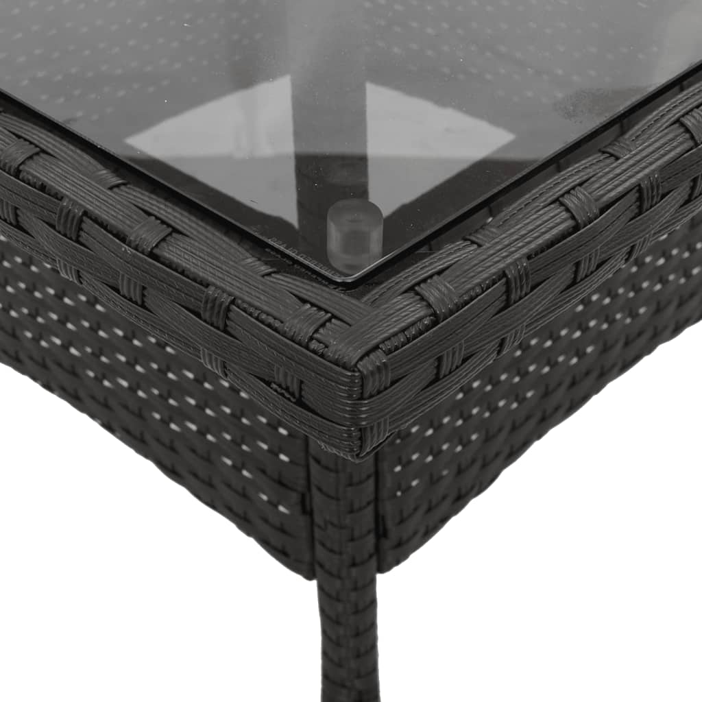3-delige Tuinset met kussens poly rattan en glas zwart