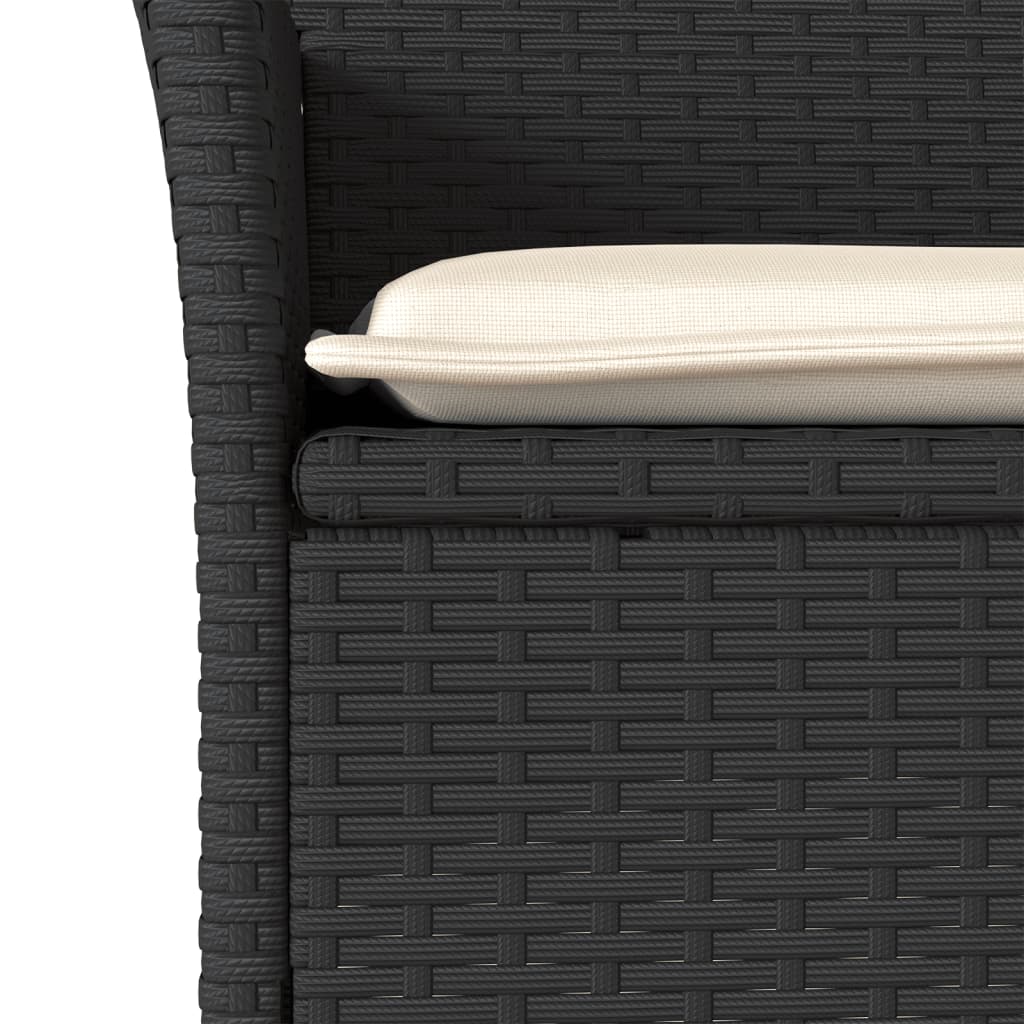 5-delige Tuinset met kussens poly rattan en glas zwart