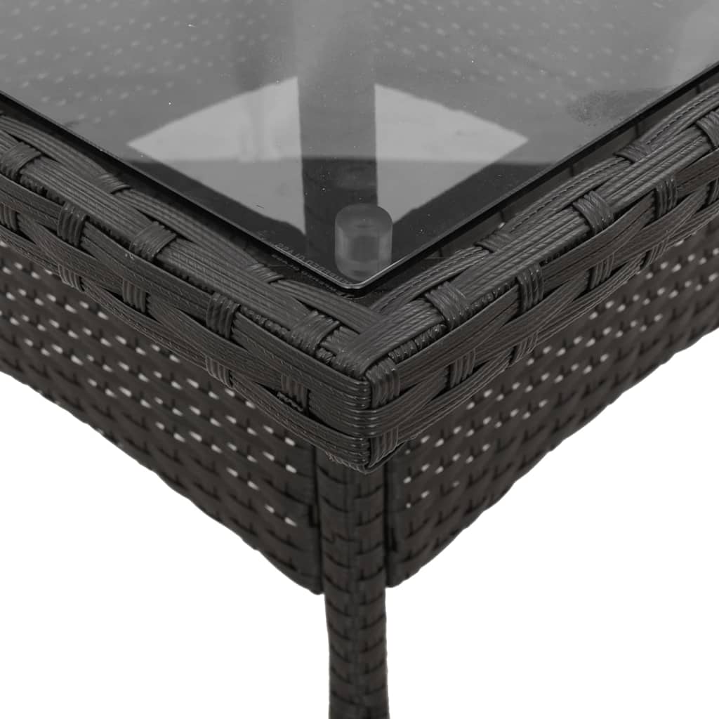 5-delige Tuinset met kussens poly rattan en glas zwart