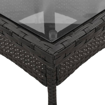 5-delige Tuinset met kussens poly rattan en glas zwart