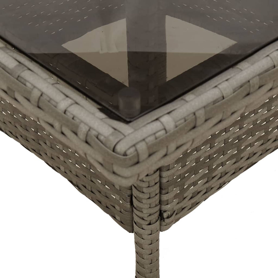 3-delige Tuinset met kussens poly rattan en glas grijs