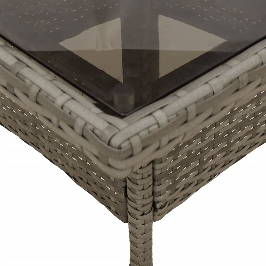 5-delige Tuinset met kussens poly rattan en glas grijs