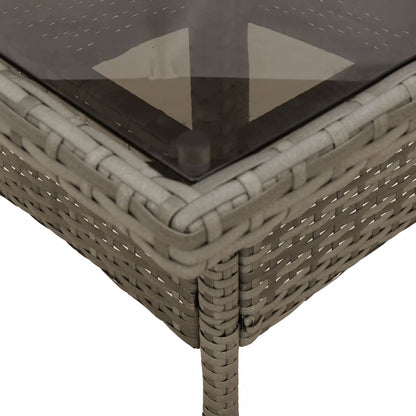 5-delige Tuinset met kussens poly rattan en glas grijs