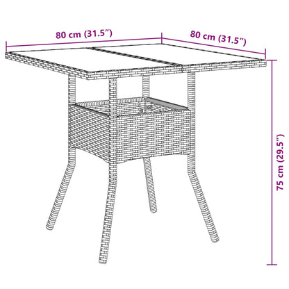3-delige Tuinset met kussens poly rattan en glas beige