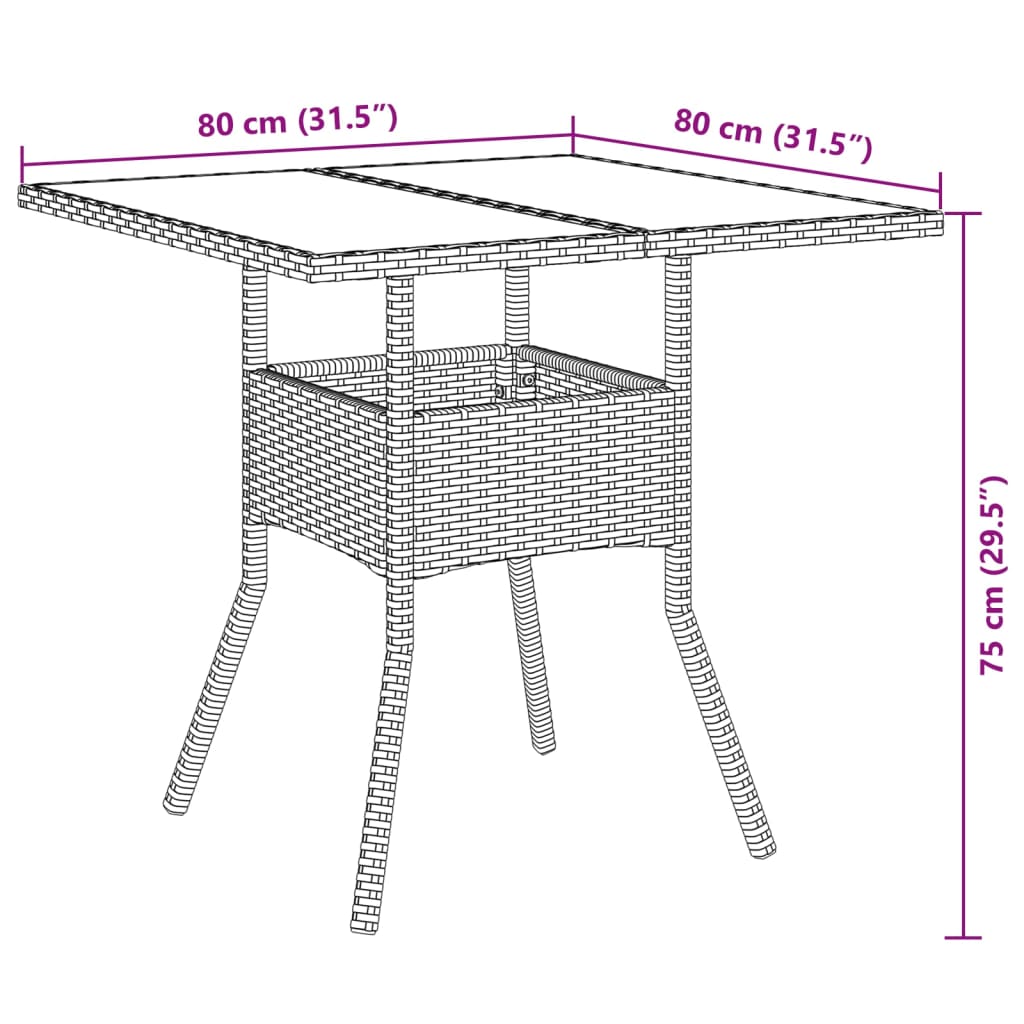 5-delige Tuinset met kussens poly rattan en glas beige