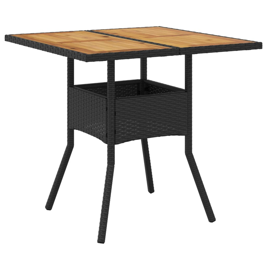 5-delige Loungeset met kussens poly rattan en acaciahout zwart