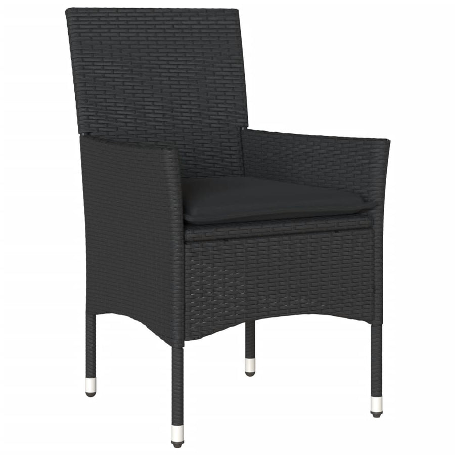 5-delige Loungeset met kussens poly rattan en acaciahout zwart